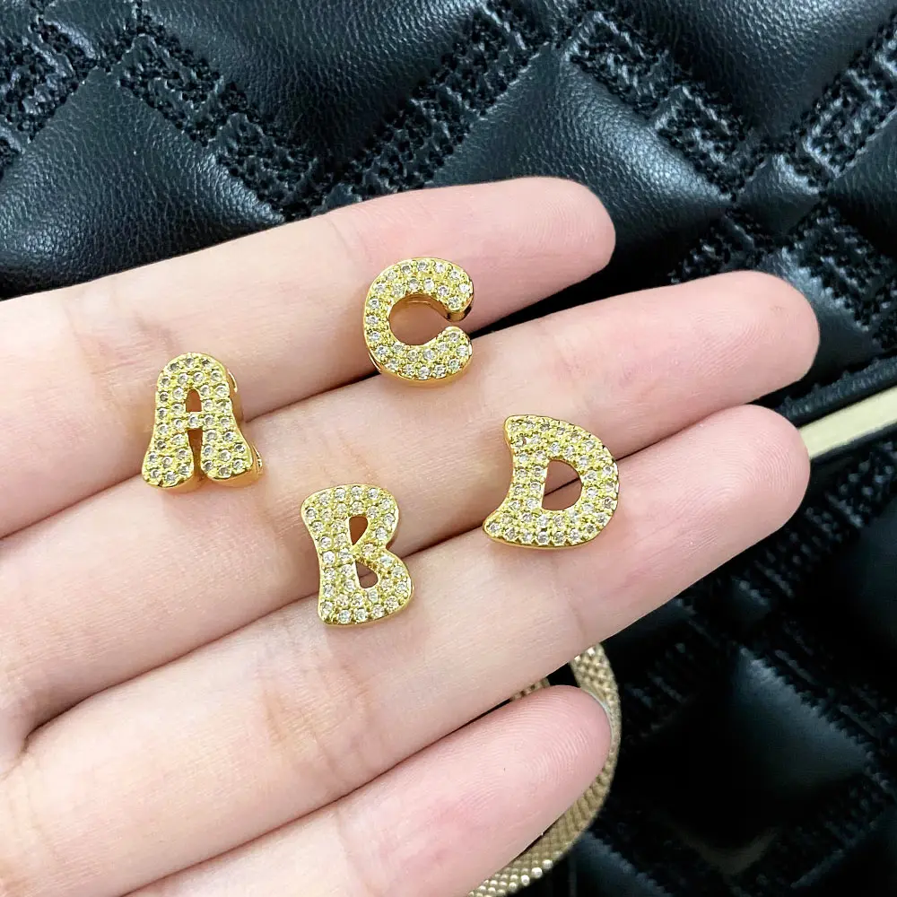 OCESRIO Small Size White Crystal Bubble Letter Pendant for Necklaces Ballon Initial Necklace Jewelry Making Supplies pdtb596