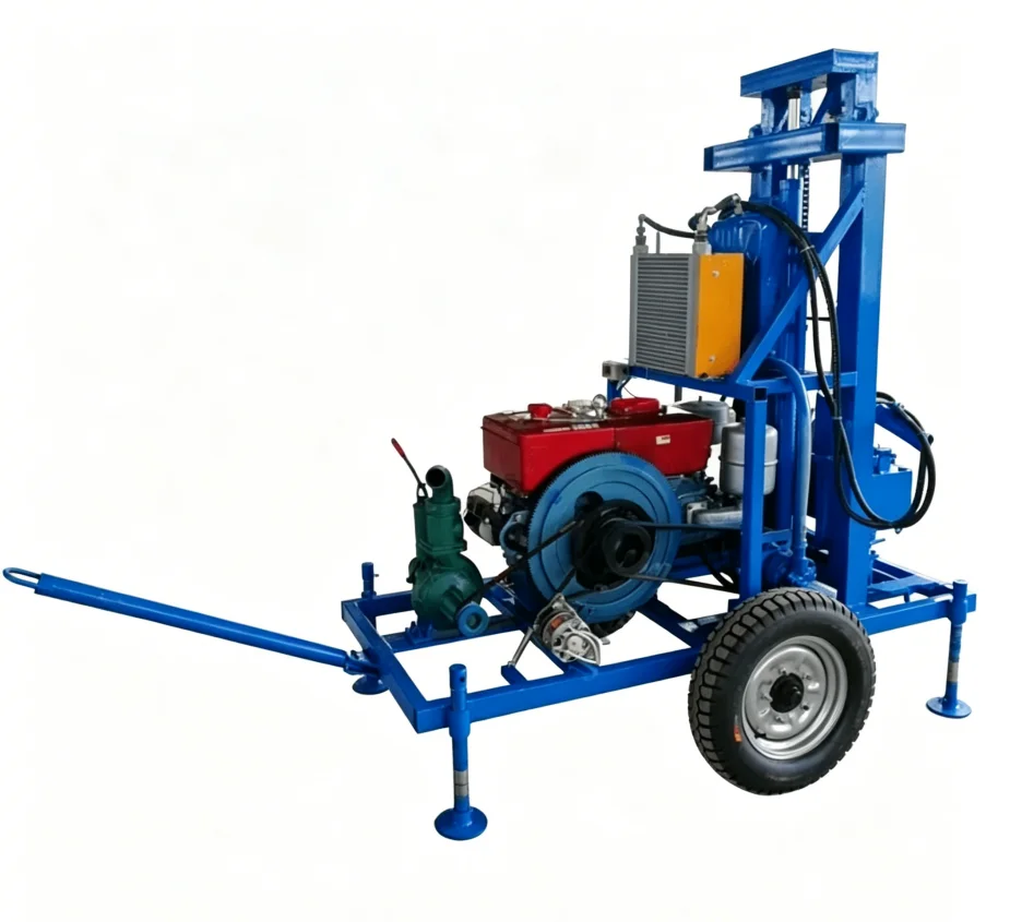 Portable Water Well Drilling Rig 150m Deep, 22HP Diesel Engine, Hydraulic Operation Valve, Easy Use for Domestic & Farm Use