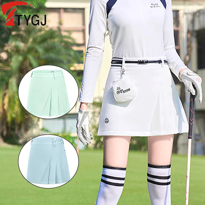 TTYGJ Golf Women Short Skirt Summer Autumn New Sports Vitality Skirt Lady Pleated Anti-Exposure Elastic Skorts Golf Wear XS-XL