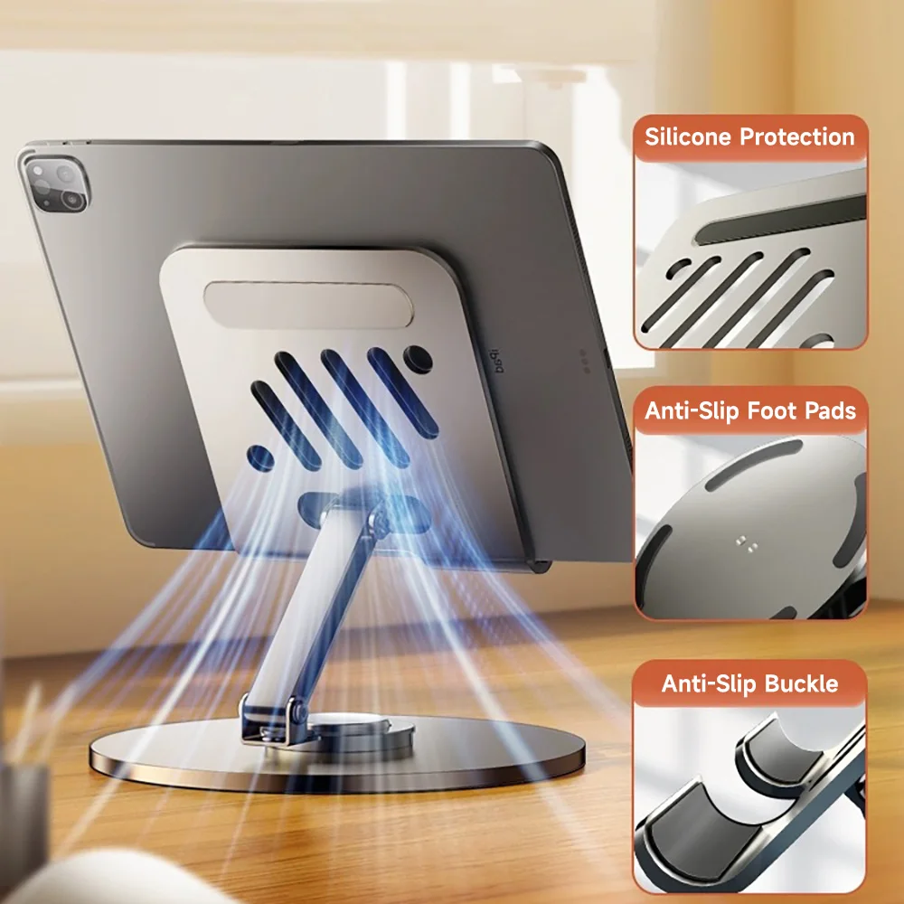 Tablet Desk Mobile Phone Holder 360 Rotatable Foldable Universal Stand Adjustable Alloy Aluminum Desktop Mount For iPhone iPad