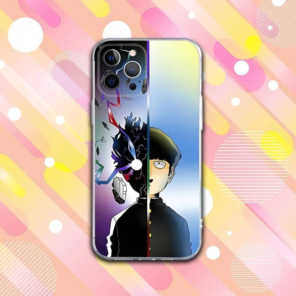 حافظة هاتف M-Mob Anime Psycho 100 لهواتف iPhone 17,16,15,14,13,12,11 Pro,Max,Plus,X,XS,XR,SE4,E غطاء ناعم شفاف صغير