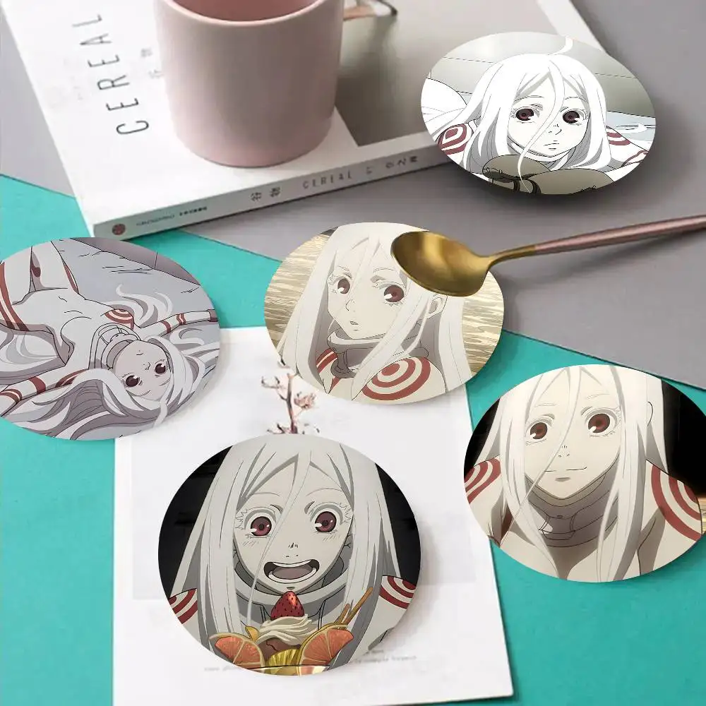 1pc Shiro Deadman Wonderland Wooden Coaster Colour Printing Cup Mat Home Desk Decoration Gifts
