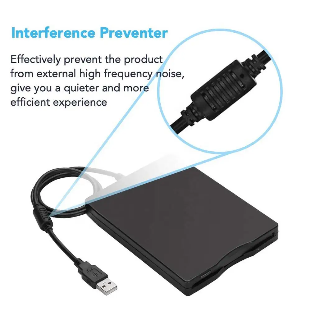 USB Floppy Disk Reader Drive 3.5 External Portable 1.44 MB FDD Diskette Drive for Windows 7 8 2000 XP Vista PC Laptop Desktop