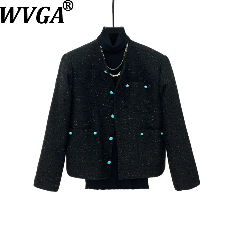 

WVGA Spring Autumn New Man Tide O-Neck Trendy Short Jackets Niche Chic Casual Personality Pockets Long Sleeved Coats Ins W13867