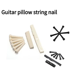 Set of Black/White 6 Pcs Guitar Bridge Pins + 1 Saddle Nut for Acoustic Folk Guitar Accessories