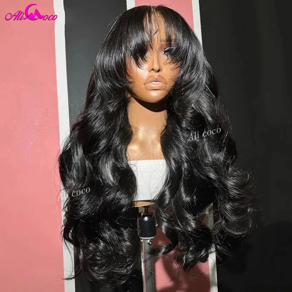 Brown Lace Front Wigs Body Wave Human Hair With Bangs 13x4 Brazilian Lace Frontal Human Hair Wig For Women 5x5 Lace Closure Wig