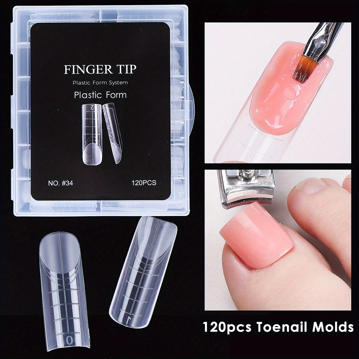 120pcs Toenail Extension Mold Kit Reusable Acrylic Gel Extension Forms Dual Forms Reusable DIY Full Cover Fake Pedicure Supplies