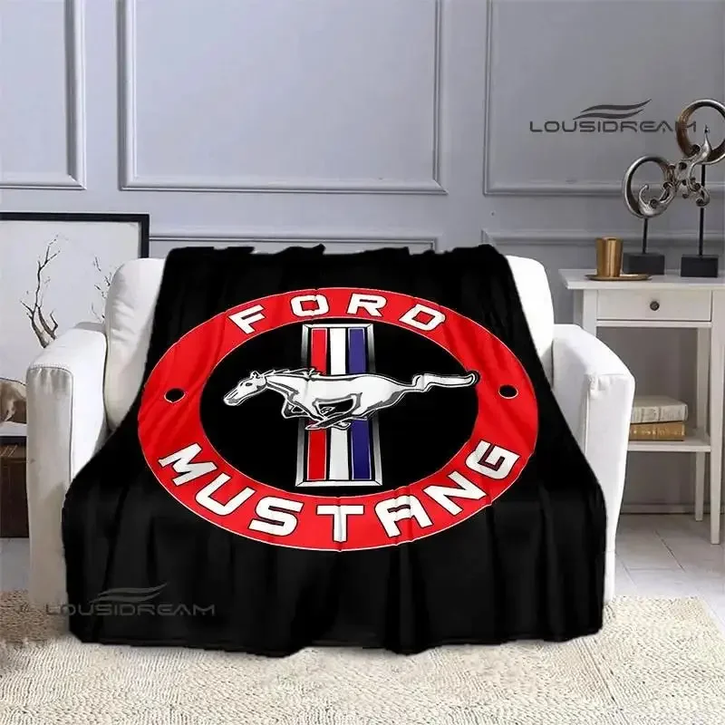 

Фланелевое одеяло с логотипом Mustang, теплый дизайн с радужным узором для кровати, дивана, пикника, подарок на день рождения