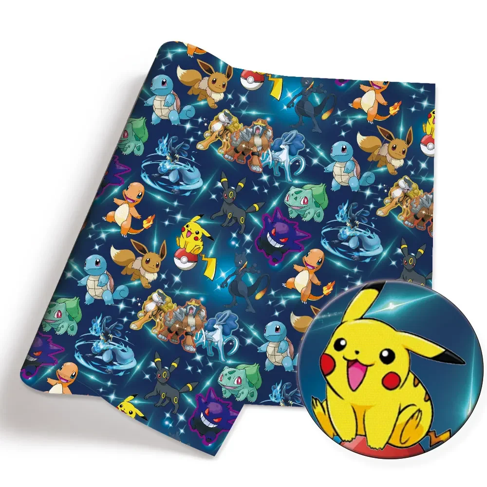 Pokemon Cartoon Fabric140*50cm Handmade Sewing Patchwork Quilting Baby Dress Home Sheet Printed Fabric Fabric Sewing Kids