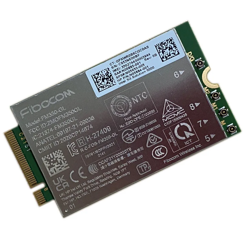 Fibocom FM350-GL 5G M.2 Module For HP X360 830 840 850 G7 Laptop 5G LTE WCDMA 4x4 MIMO GNSS Module