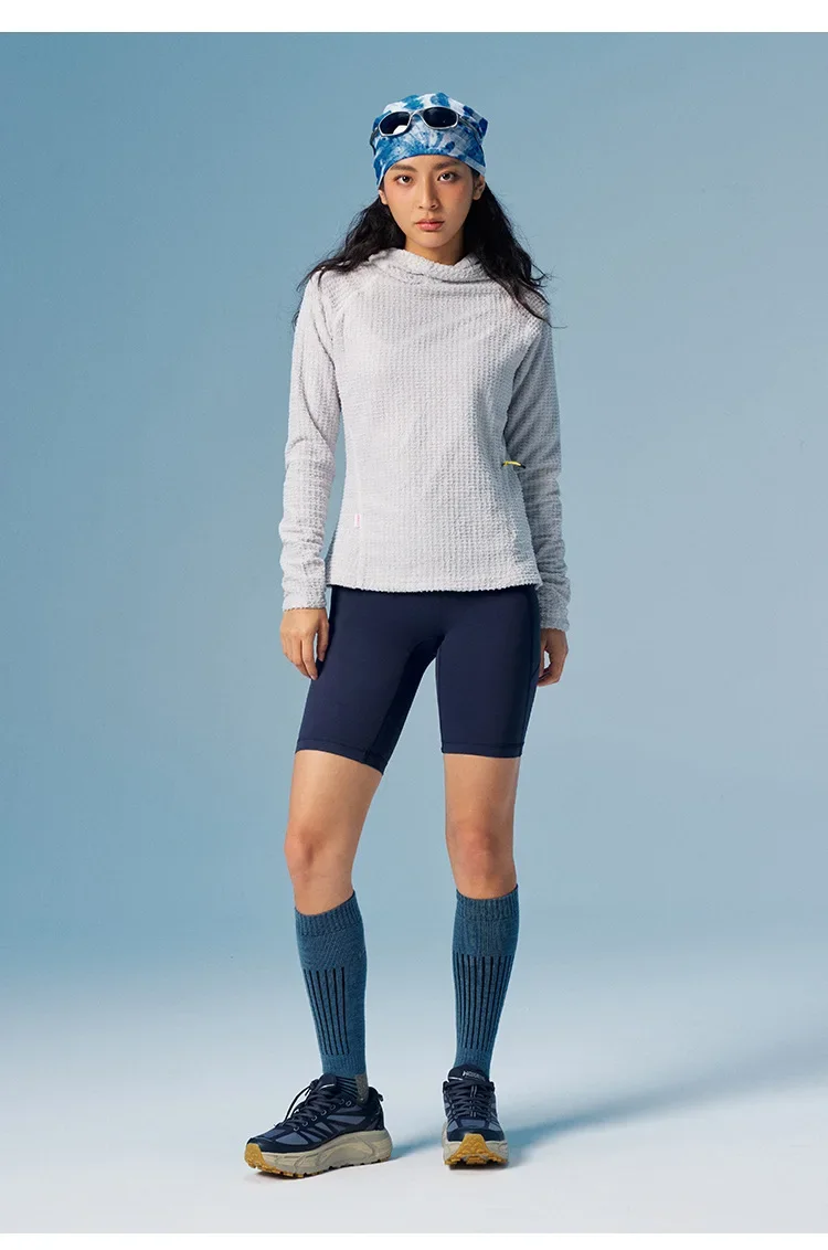 THERMOLITE ® Ganzjahres-Waffelstrick-Hoodie Unisex Damen Leichter Atmungsaktiver Raglan Langarm-Pullover Midlayer Outdoor-Oberteil – Detail 8