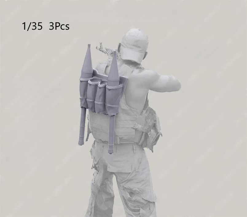 1/35 Casting Resin Model Assembly Kit RPG-7 Rocket Backpack (3 Pieces) Resin Model Toy Unpainted