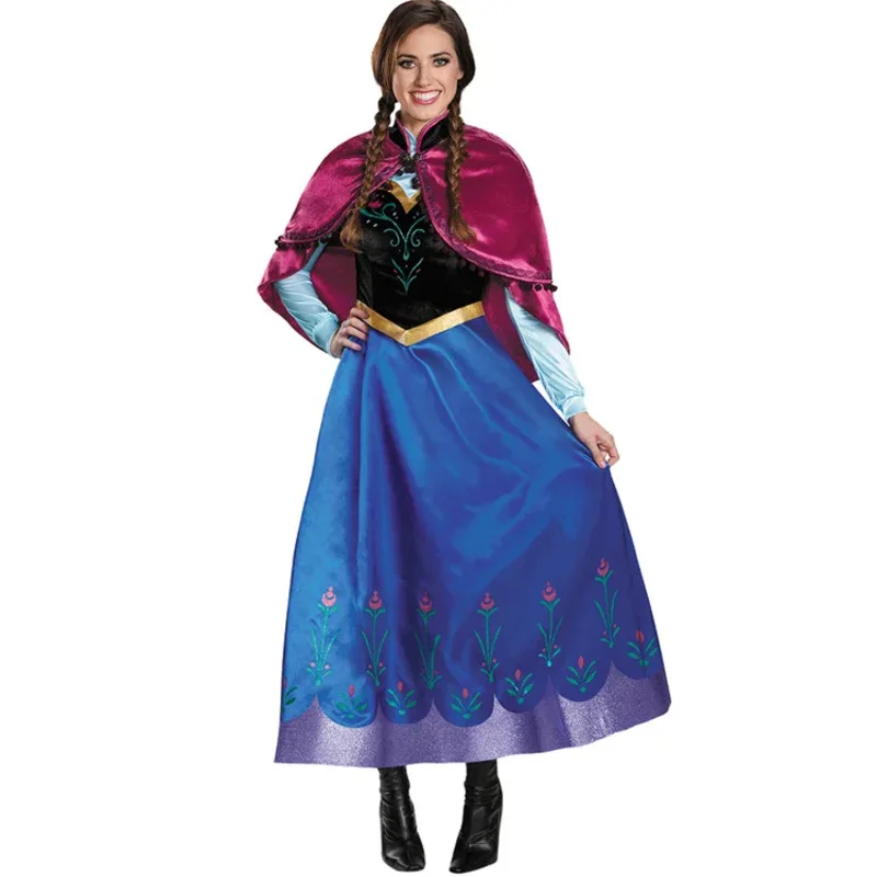Vestido de Anna para adultos, fiesta de juegos de rol de Halloween, vestido de princesa, disfraz de fiesta de Navidad, disfraz de Halloween, peluca de Cosplay