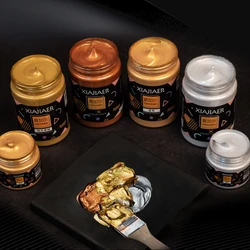 100/300ML Metal Color Acrylic Paint Buddha Statue Sculpture Photo Frame Coloring Waterproof and Sunfast Pearlescent Pigment