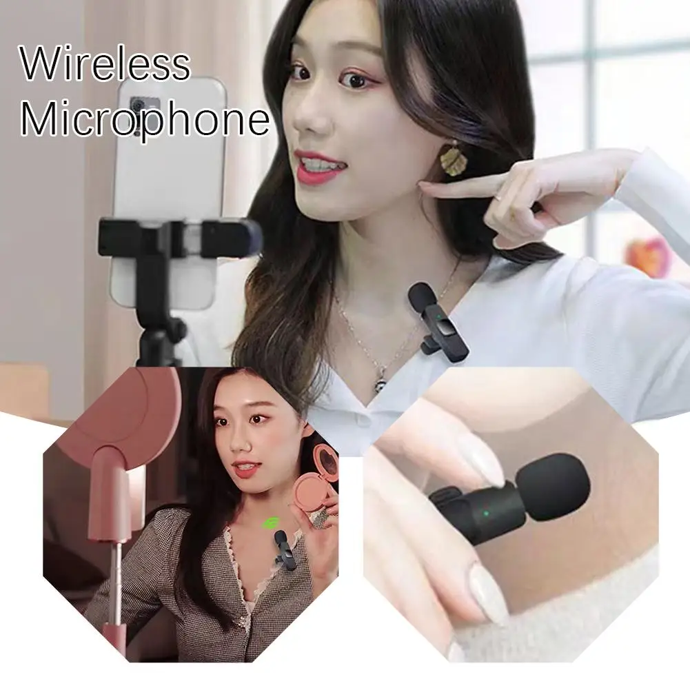 New Wireless Lavalier Microphone Portable Audio Video Recording Mini Mic for iPhone Android Live Broadcast Gaming Phone Mic E0A8