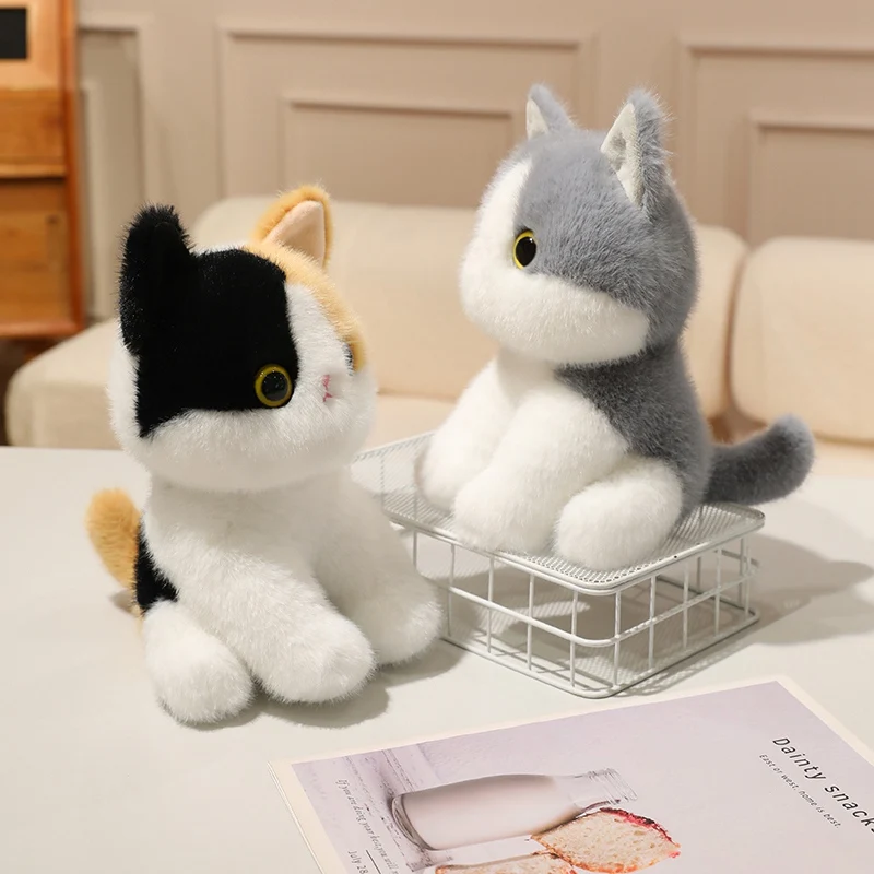 25cm Standing Cat Plush Toy Cartoon Soft Stuffed Kitty Doll Cute Animal Plush Ornament Gift Girsl Table Companion Plush Toy