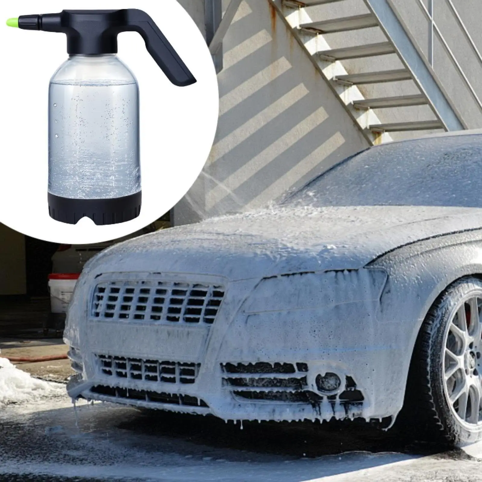 

Электрический распылитель пены с регулируемой насадкой, перезаряжаемый ручной распылитель пены 2 л для автомобиля, красоты, сада, домашнего использования