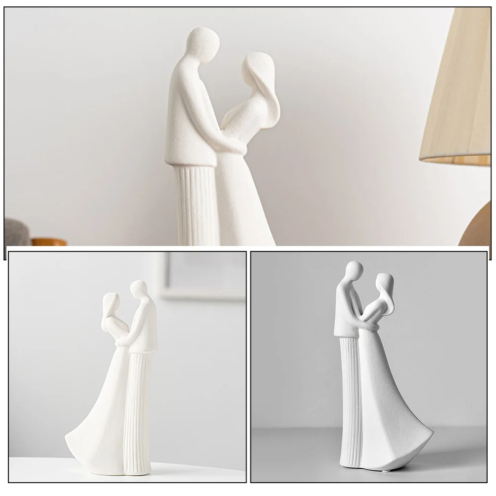 

Modern Ceramic Couple Statue Artistic Home Decor Sculpture for Living Room Shelf Mantel Desktop Wedding Valentine Gift