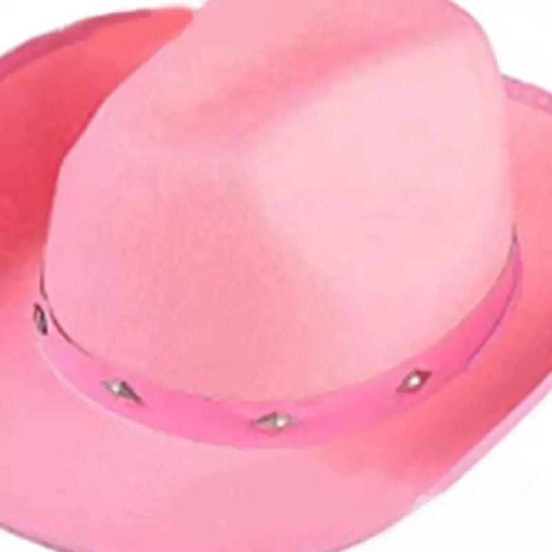 

652F Delicate Alloy Rivet Cowgirl Hat with Adjustable Chin Rope Girls Western Hat