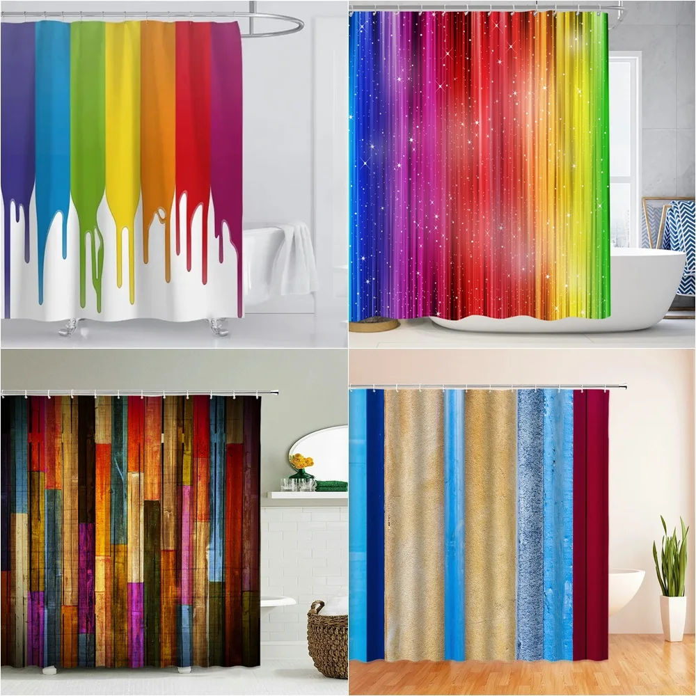 

Color Geometric Bathroom Waterproof Shower curtain Bathroom Bathtub Waterproof Partition Modern Home Decor