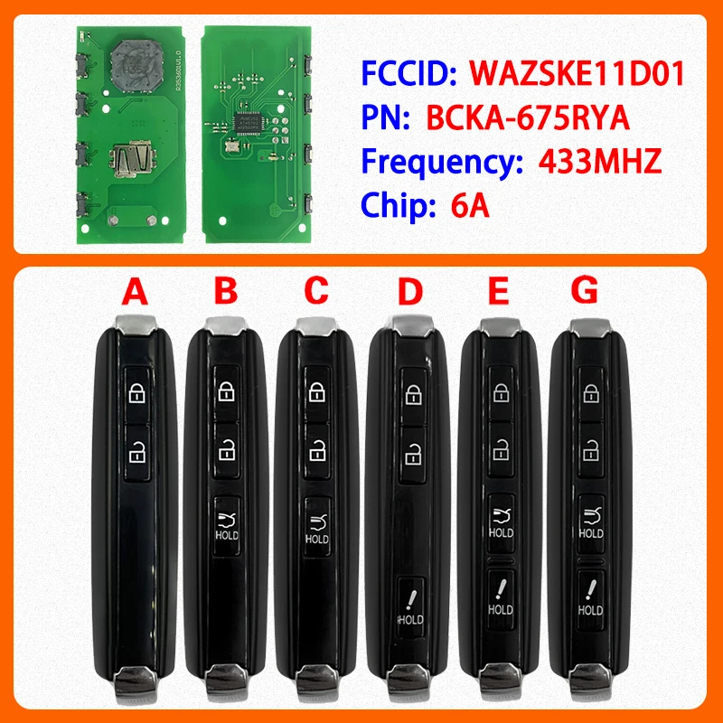 

CN026061 Aftermarket Smart Key 2/3/4 Buttons 315MHZ 6A Chip FCC WAZSKE11D01 Keyless Go For Mazda CX-30 CX-50 CX-90 2019-2025