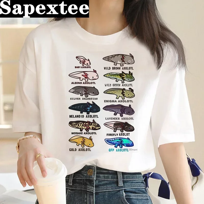 ajolote Axolotl t-shirt clothes female kawaii vintage y2k clothes print couple clothes tshirt tumblr aesthetic