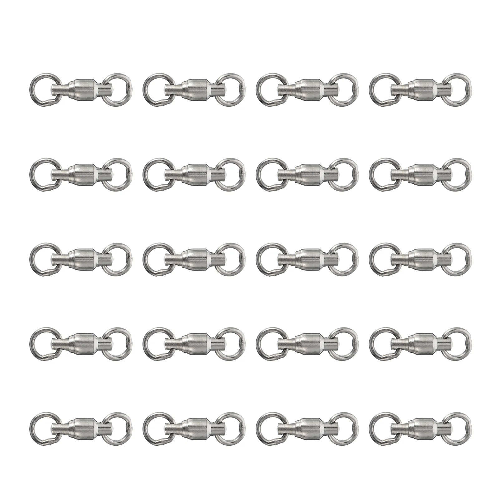 

20 Pcs Eight Figure Ring Connector Fishing Swivel Barrel Ball Solid Rings Bearing Rolling Stainless Steel Connectors