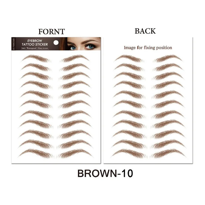 Waterproof 6D Eyebrow Tattoo Stickers Lasting Makeup Hair-Like Brow Cosmetics Shaping Natural Black Brown Fake Eyebrow Stickers