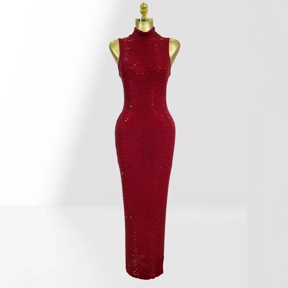 

Fashionable Party Performance Dress Bodycon Skirt Sequin Two Colors Sleeveless Spring Summer Women's Dress Citywalk