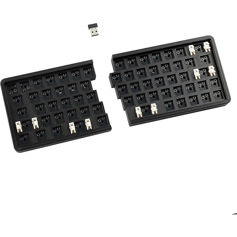 

W64 Wireless Split Keyboard 2.4G 66 Keys Ergonomic Hotswappable 60% Layout 3D PLA Vial All Key Programmable Gaming Keyboard Kit