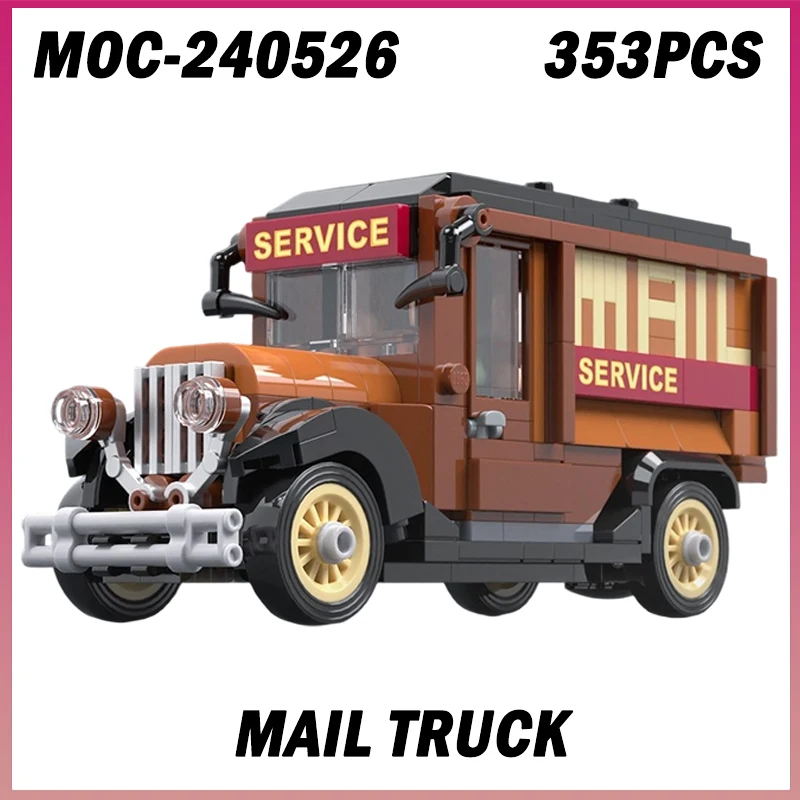 

353PCS MOC-240526 Mail Truck Postal Transport Car City Vintage Vehicle Model Building Blocks Bricks Creative Toy Kids Boy Gift