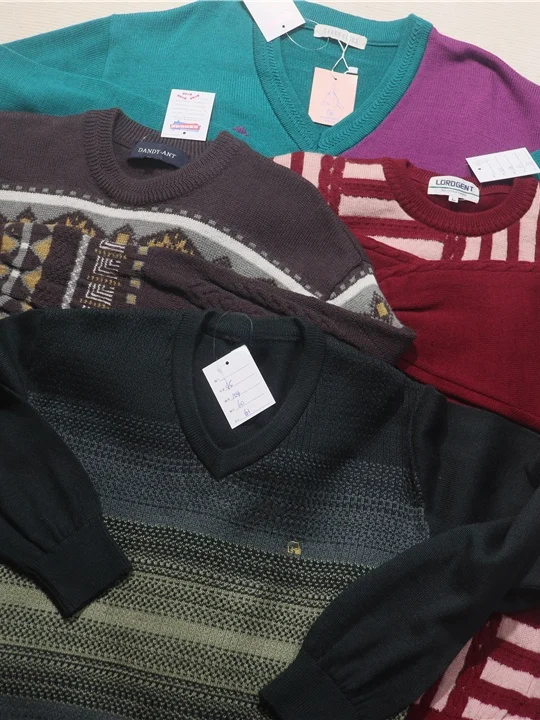 

Vintage Engli Neutral Wave Knit Sweater Autumn Winter Warm Long Sve Overhead Color Blo Stripe Pattern Commute Sle