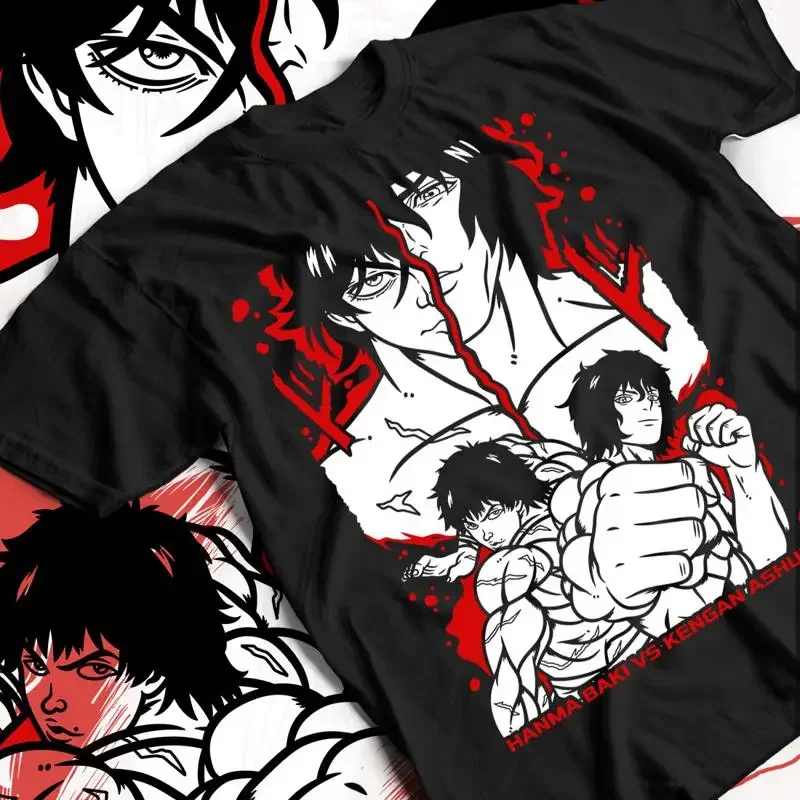 Camiseta de Anime Baki Vs Kengan Ashura, Camisetas Gráficas de Hanma Baki para Hombre y Mujer, Estampado de Manga, Estilo Casual de Manga Corta, Ropa Urbana Harajuku