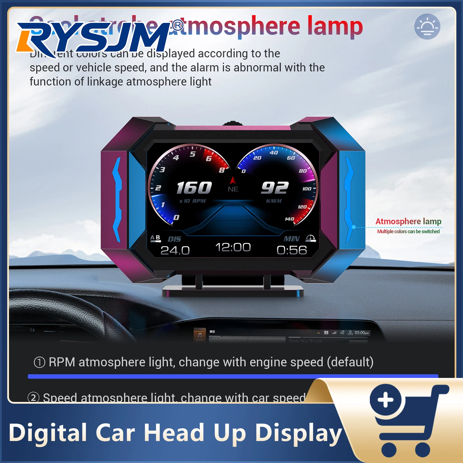 Car OBD Head Up Display P25 Slope Meter GPS Speedometer Water Temp Oil Temp Turbo Press Gauge On-board Computer Car Accessories