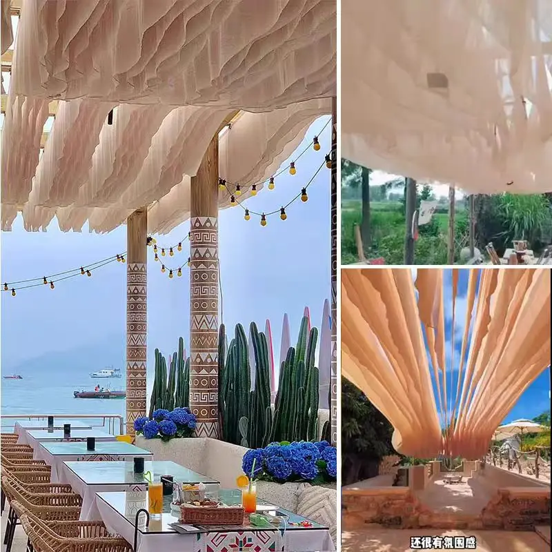 Wind-Driven Ceiling Decoration Cloth, Gauze Curtain, Restaurant, Homestay, Scenic Spot, Fabric Lace Decoration, Outdoor Party