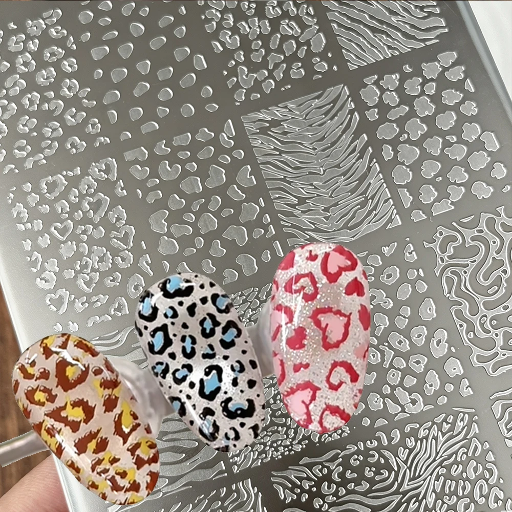 1 Blatt Wildes Leopardenmuster Nagelstempelplatte Edelstahl Zebra Marmor Textur Schablone Nagelvorlage Tier Maniküre Werkzeuge – Detail 2