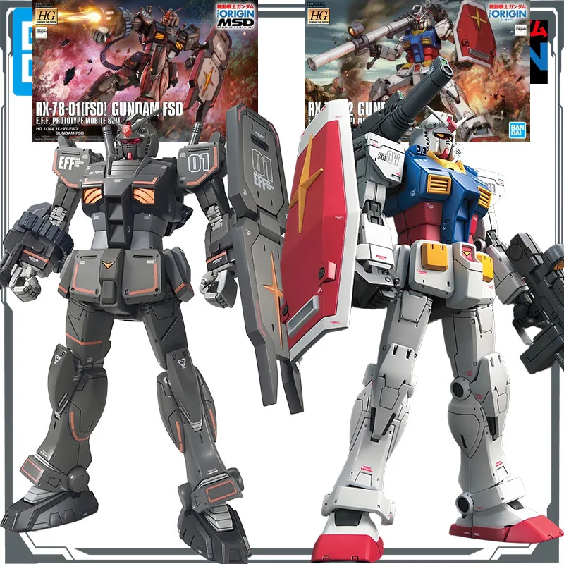 

Bandai Original MODEL KIT GUNDAM HGGTO RX-78-01[FSD]&RX-78-02 1/144 Anime Action Figure Assembly Model Toys Model Gifts for Boys