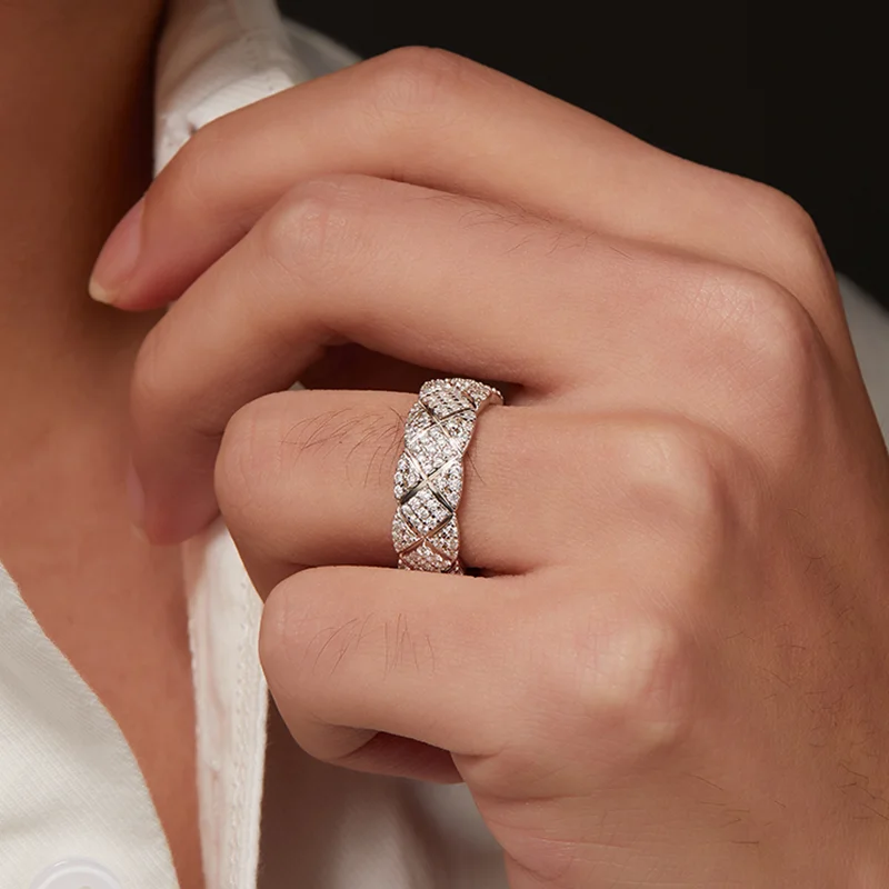 

Rings For Man Moissanite Silver 925 Jewelry Gold Color Hip Women's Hiphop Band Fine Jewelry GRA Certified Men Ring