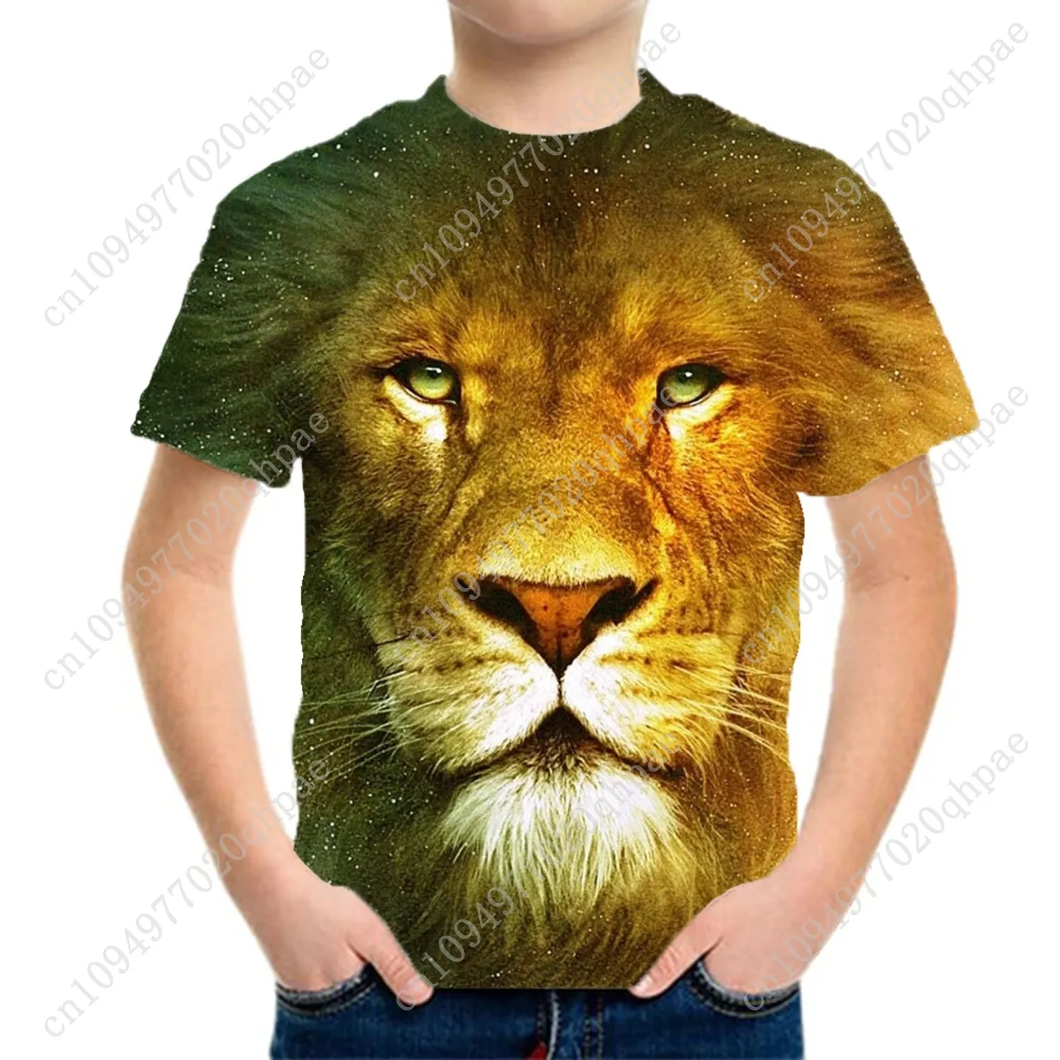 الصبي الملابس ثلاثية الأبعاد النمر طباعة الجرافيك تي شيرت قصيرة الأكمام الصيف ملابس الأطفال موضة س الرقبة الأطفال تي شيرت فتاة بلايز #5