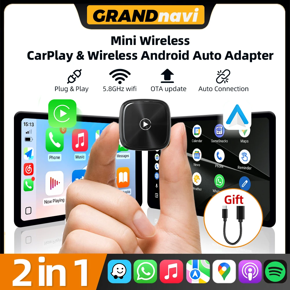 

2in1 Wireless CarPlay Dongle Wireless Android Auto Adapter AI Smart Box For Car With Wired CarPlay Car Intelligent Systems
