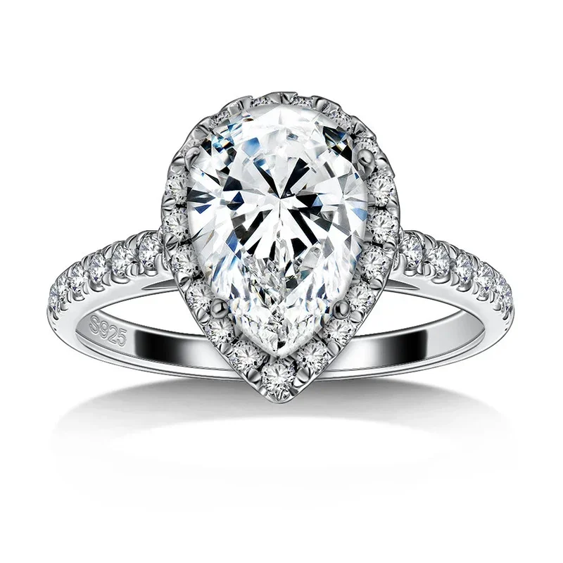 Imagem -06 - Smyoue-corte de Pêra Moissanite Anéis para Mulheres 100 Prata Esterlina 925 Jóias Banhadas a Ouro 18k Casamento e Casal 2ct 7*10 mm