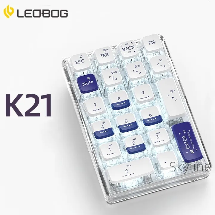 

LEOBOG K21 Wireless Three-mode Transparent External Numeric Keypad Mechanical Customized Pad Hot-swappable Bluetooth