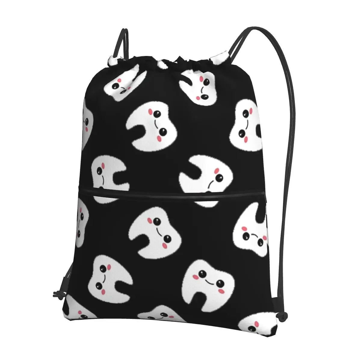 Cute Tooth (Pattern) Portable Backpacks Drawstring Bag Fashion Drawstring Bundle Pocket Sundries Bags For Travel Sport Man Woman