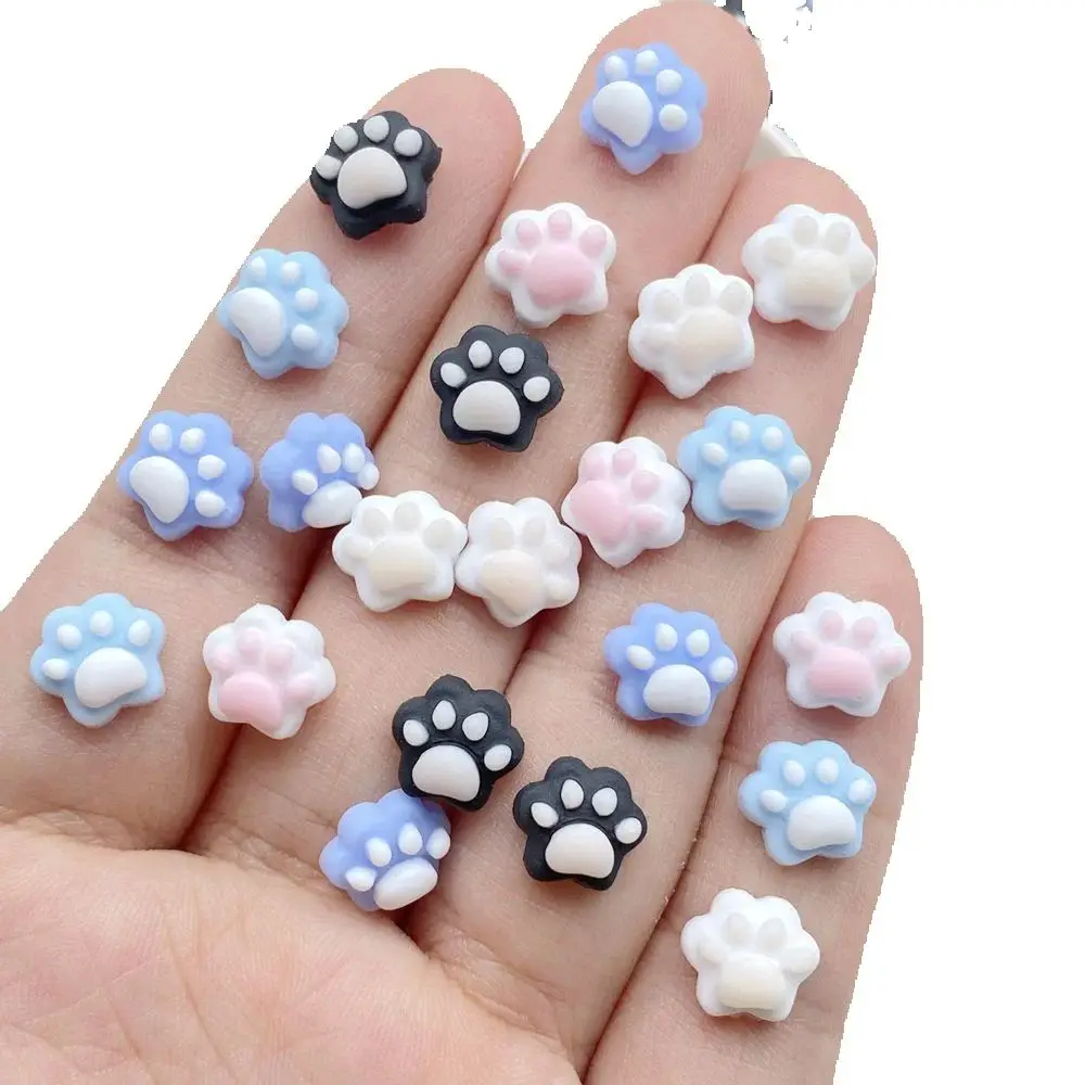50 pièces de breloques en résine pour nail art, série patte de chat de dessin animé, strass, pour artisanat DIY, décorations 3D pour ongles, bijoux