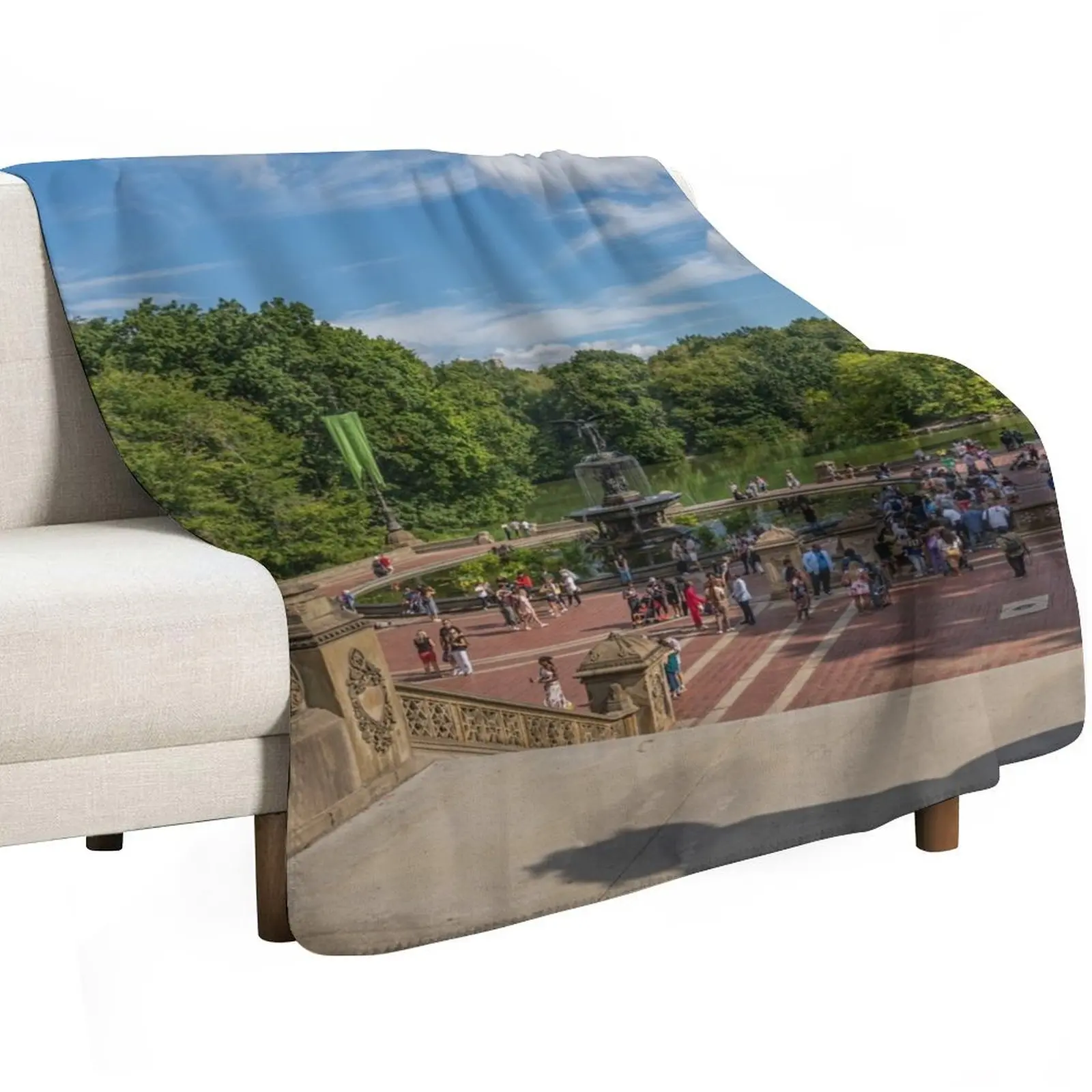 Day at Bethesda Terrace Throw Blanket Luxury Plaid on the sofa valentine gift ideas Soft Beds Designers Luxury Throw Blankets