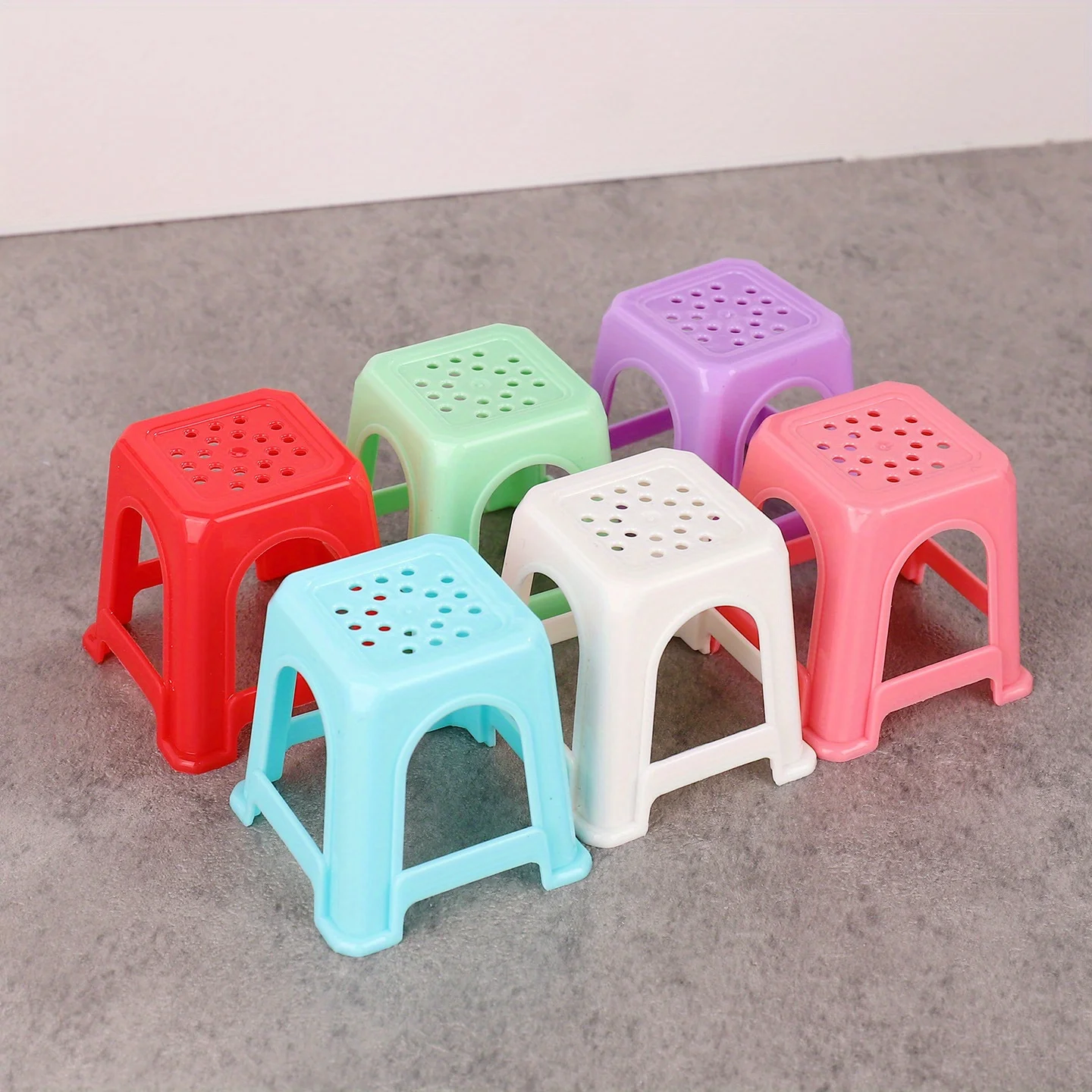 6개 세트 인형집 미니 플라스틱 의자 모형 인형집 거실 침실 장면 소형 의자 놀이 모형 액세서리