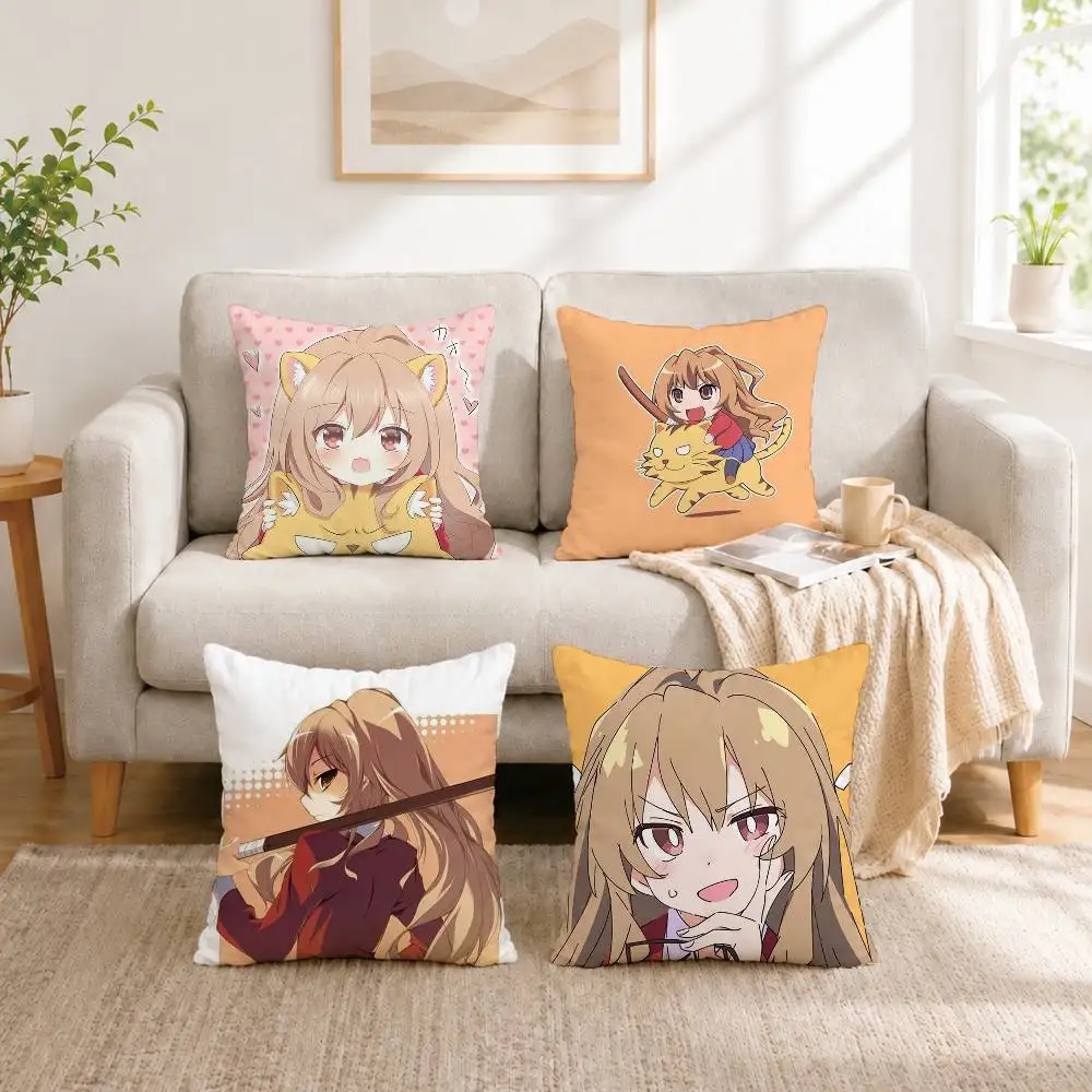 A-Anime Toradora Taiga Aisaka Pillow Case Square Double-Sided Sofa Cushion Cover Bedroom Bedside Pillow Gift