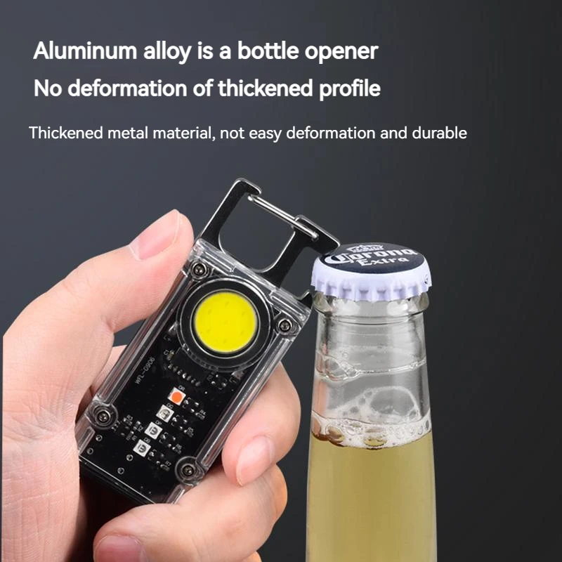 Mini torcia portachiavi a LED torcia da lavoro portatile lanterna apribottiglie multifunzione impermeabile a luce forte esterna con magnete