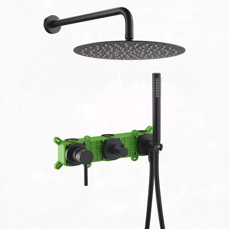 

mate black Shower Faucet Embed Box Wall Mounted Rain Head Hot &Cold Shower Tap Handheld 2 Ways Ceiling Arm Bathroom Mixer