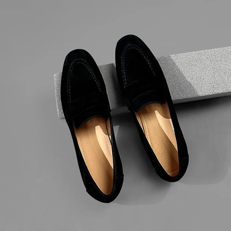 موضة الانزلاق على المتسكعون النساء جلد طبيعي عادية شقة وحيد جولة تو أوكسفورد الإناث تنفس أحذية من الجلد الشباب